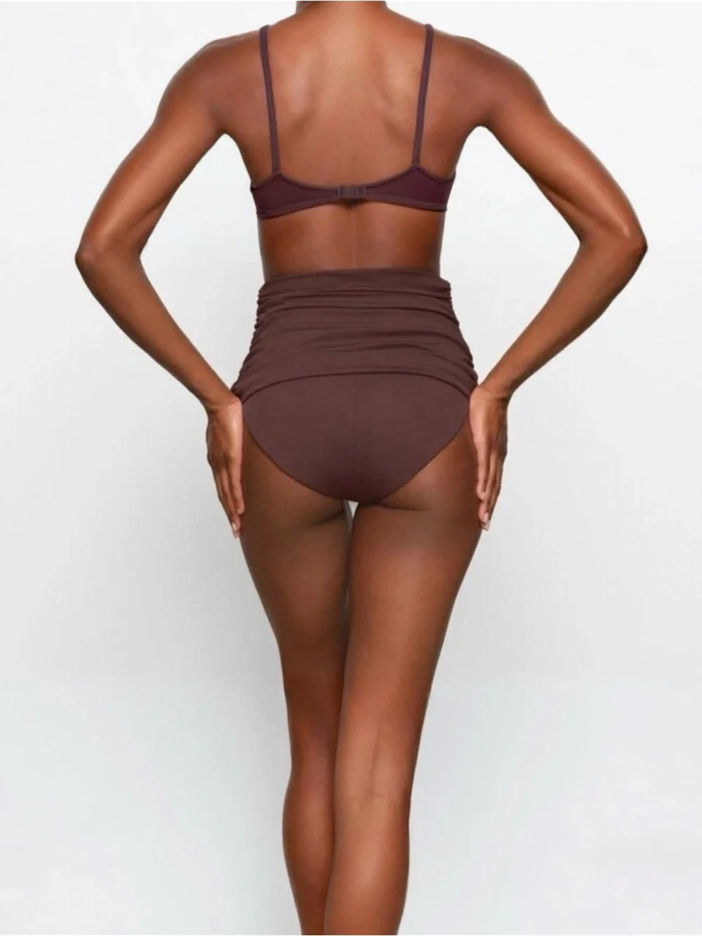 Skims Sculpting Swim Bottom Ruched High Waist In Cocoa Women’s Size XL